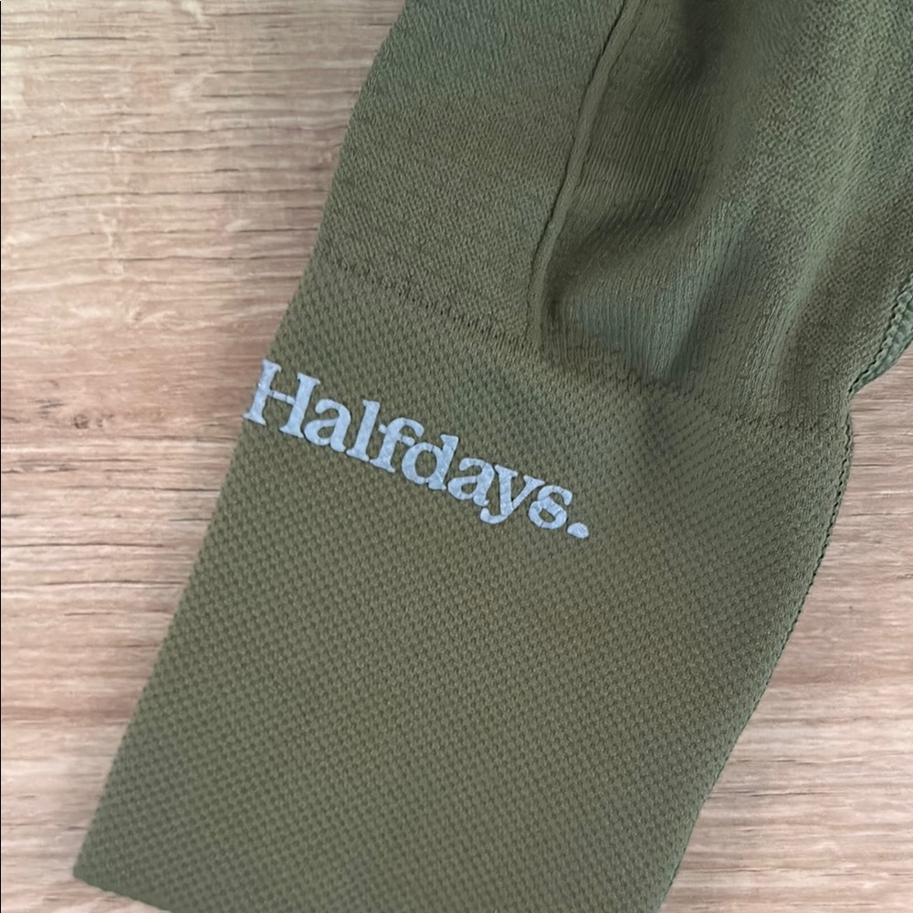 NEW Halfdays Olive Green Base Layer Set Leggings Long Sleeve Top Skiing - Picture 7 of 9